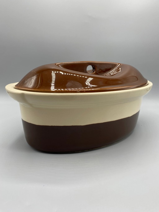 Terrina ovalada de Émile Henry – Cerámica marrón chocolate y crema – servies, Ceramic