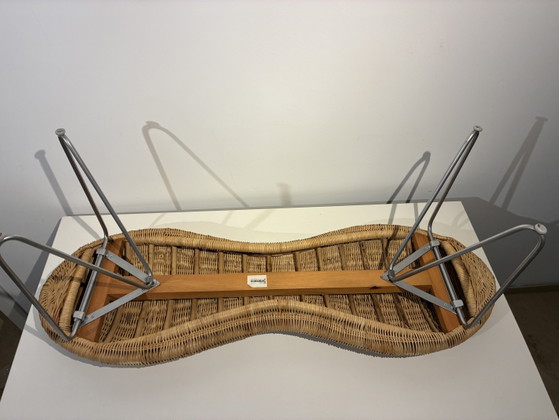 Banc IKEA en rotin couleur cacahuète – un classique du design des années 1990 – Tabourets, Rattan, Metal (photo 4 of 11)