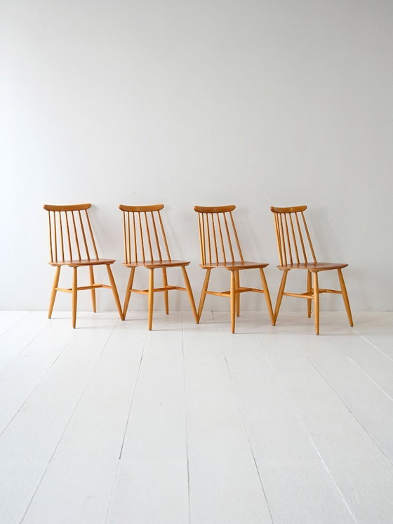 Image 1 of Set di 4 sedie scandinave Fanett di Ilmari Tapiovaara