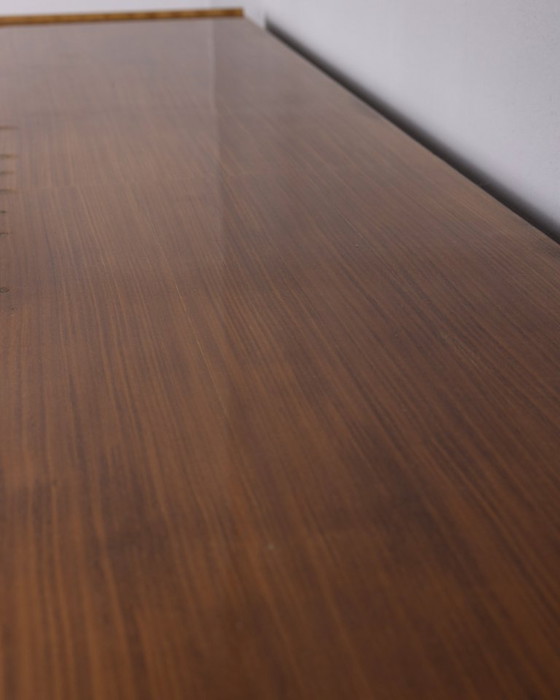 Image 1 of Credenza sideboard vintage anni 50 in legno e ottone dorato design Italiano