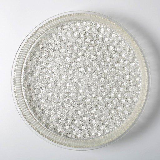 Große, antike Obstschale aus Pressglas / Seltenes, klares Glas-Mittelstück / Italien / 1970er Jahre