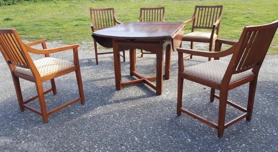 Image 1 of Schuitema jugendstil eetkamer met 5 stoelen 