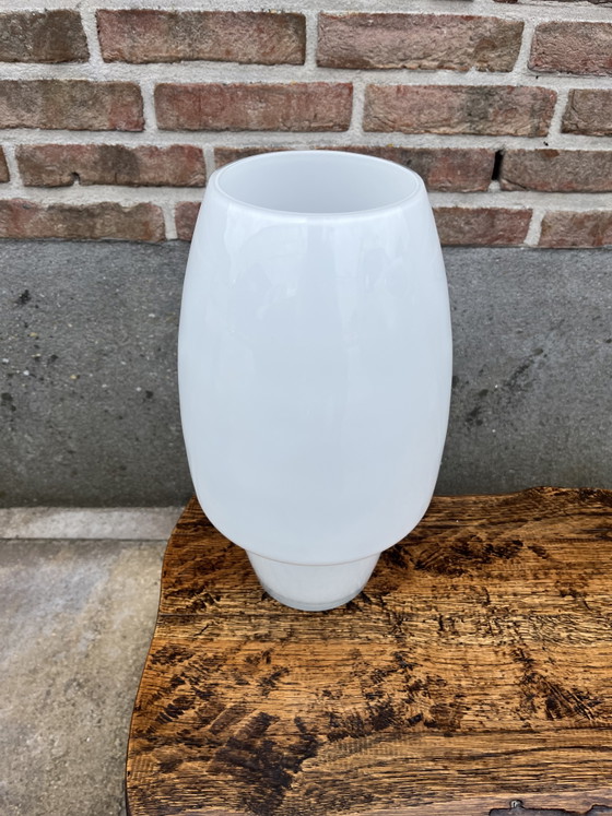 Image 1 of Vintage white glass mushroom space age vase,