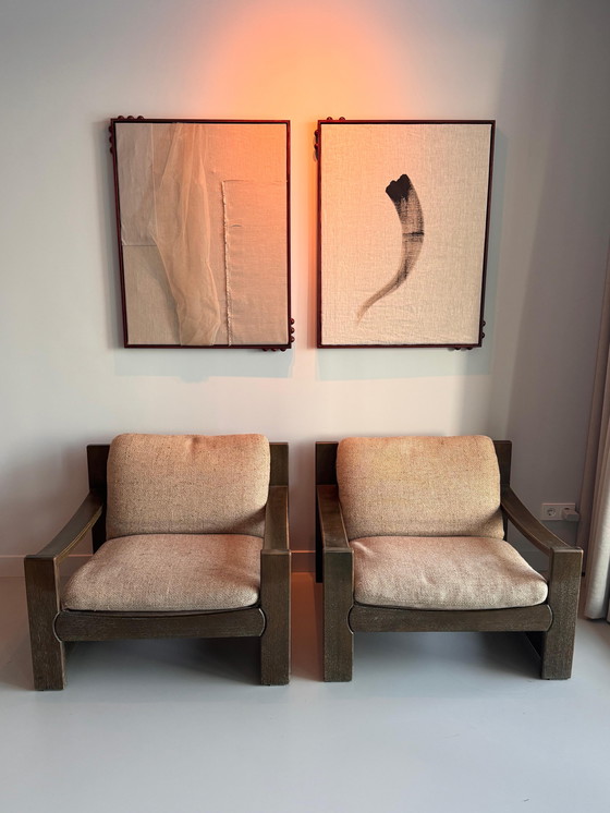 Image 1 of Carl Straub Design-Loungesessel – ausgezeichneter Zustand – Holz/Naturwollkissen (2er-Set)