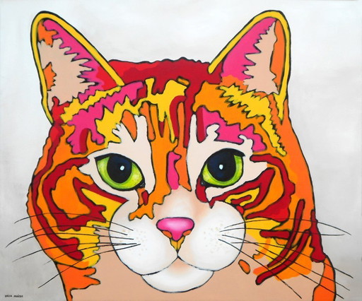 Die bunte Katze (handgeschildert)