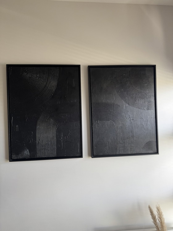 Set di 2 quadri neri – cornice inclusa (60x80 cm) – Decorazioni murali, Canvas, Wood (photo 2 of 7)