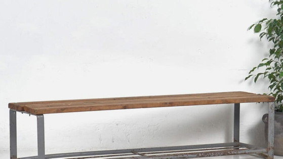 Vintage industrial style bench (c.1950) #46 – Benches, Wood, Metal, Industrieel (photo 3 of 9)