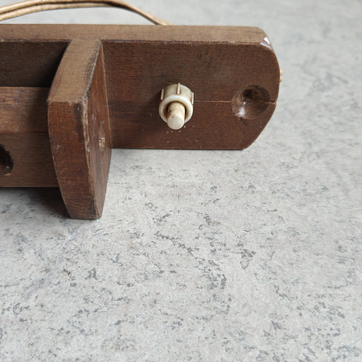 Vintage Wooden Scissor Wall Lamp – 1960s / 70s