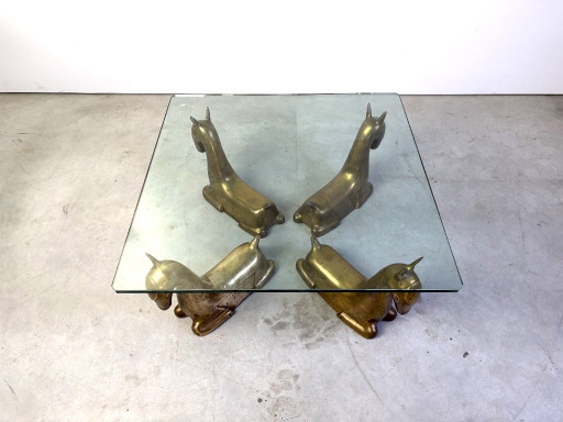 Vintage messing veulen salontafel, 1970