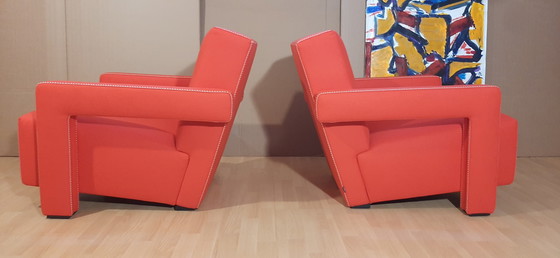 Image 1 of Cassina 2 Poltrona 637 Utrecht Nuova Mai Usata Lampo Rosso Lana 13L