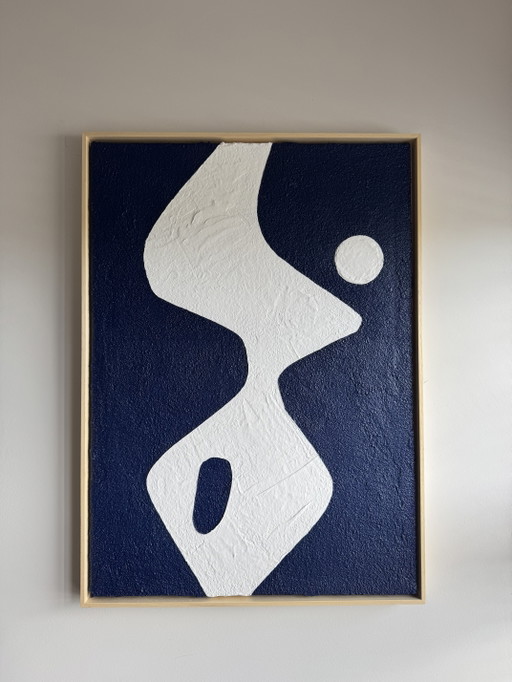 Silhouette di mezzanotte (50x70 cm) astratta blu e bianca – kunst, Wood, Canvas