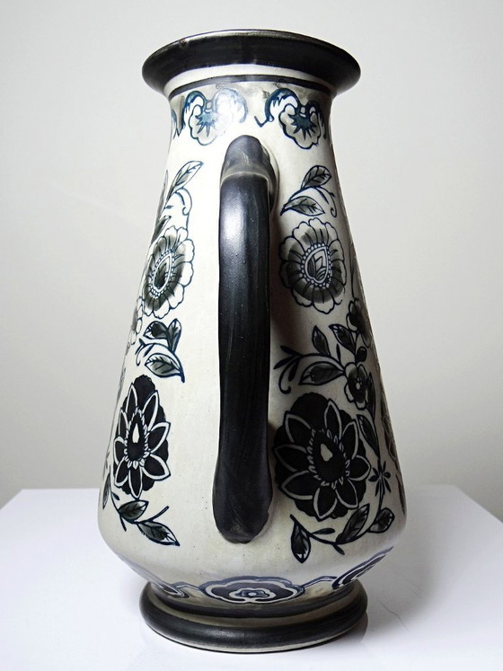 Image 1 of Antico vaso Art Déco 1920-40 in gres pregiato stile Art Nouveau decoro chinoiserie