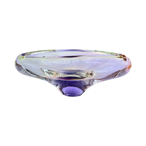 Glass Platter, Designed by J. Rozinek, Borskie Sklo, Czechoslovakia, 1960s