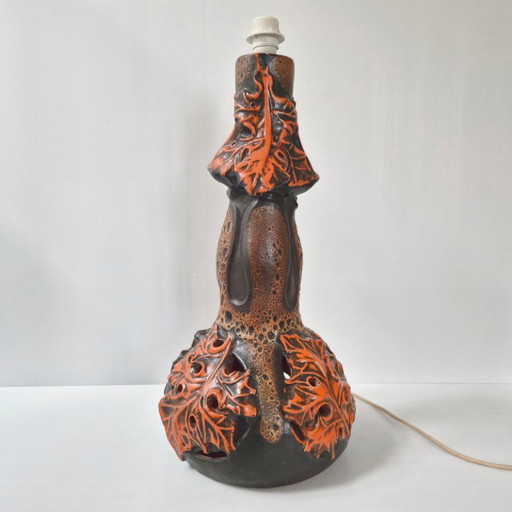 BELANGRIJKE VINTAGE KERAMISCHE LAMP UIT 1970 MET DUBBELE ONTSTEKING, JAREN 70, WEST-DUITSLAND