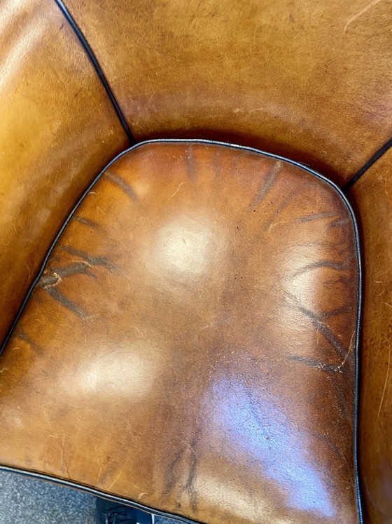 Vintage sheepskin leather sofa + armchair – Lounge Atelier, Seating area, Wood (photo 3 of 14)