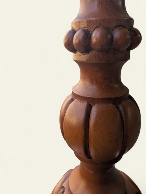 Image 1 of Rarità! Portavasi vintage in legno massello, tornito e decorato a mano, elegante, mai usato.