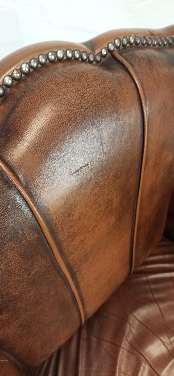 Image 1 of Fauteuil vintage Art Déco en cuir cognac