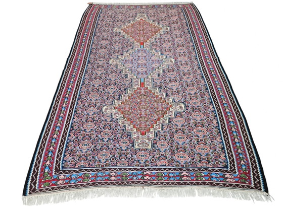 Image 1 of Tappeto persiano Senneh vintage in lana, annodato a mano, con motivo astratto, 158x252 cm.
