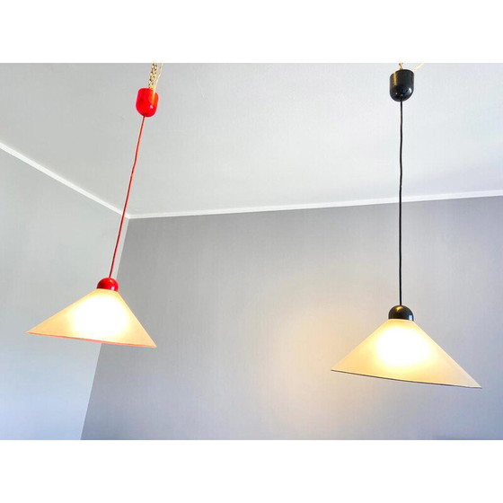 Image 1 of Vintage opal glass pendant lamps, Italy 1970
