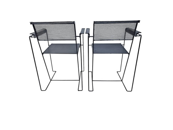Pilastro Style - Post Modern - (2) Chairs - Perforated Steel - Holland - 70's – Armchairs, Metal (photo 5 of 12)
