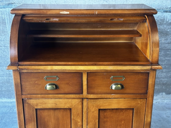 Roltafel van kersenhout – Klein opbergbureau, tweede helft van de 20e eeuw – Fabrication artisanale, Wood (photo 7 of 14)