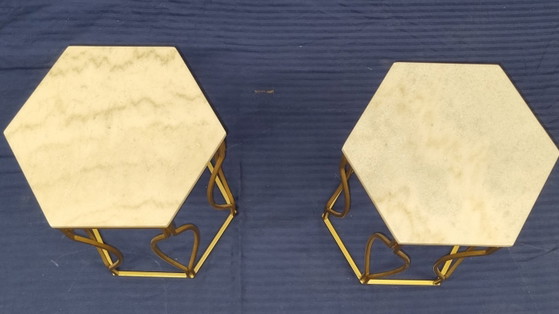 Set Tavolini in Marmo di Lusso (Oro/Esagonale) – Ottime Condizioni – Baxton studio, Marble, Metal (photo 2 of 13)