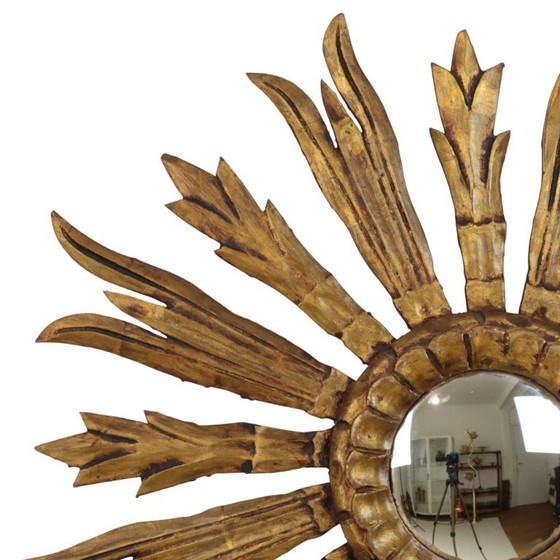 Image 1 of Wooden Sun Mirror Sunburst 70cm