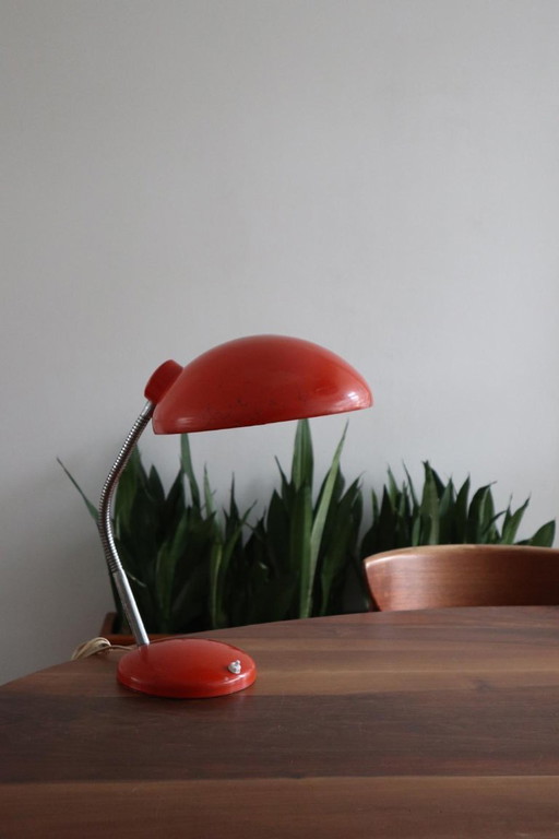 Lampada da scrivania arancione massiccia vintage