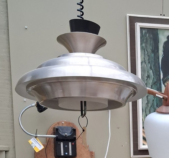 Image 1 of Lampada a sospensione vintage Dijkstra Danish Design in metallo Space Ace Bowl.