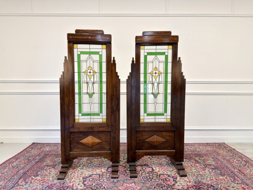 English Colonial Stained Glass Room Screen