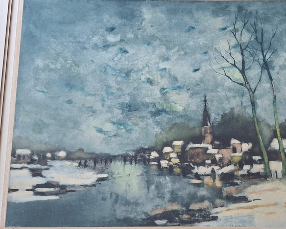 Image 1 of Albert Saverys Skater on the Leie Lithograph