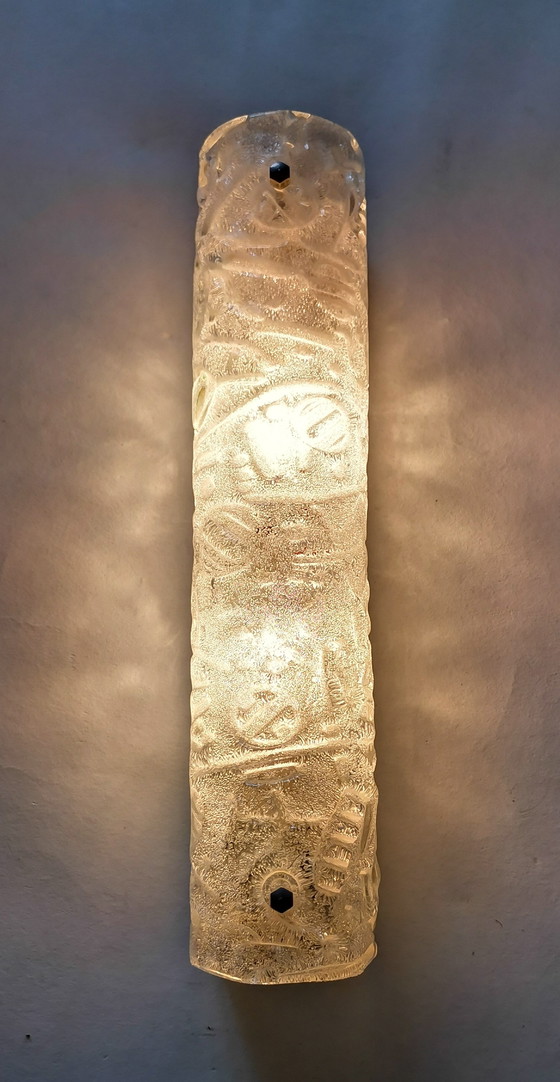 Image 1 of Set di lampade da parete in vetro ghiaccio di metà secolo