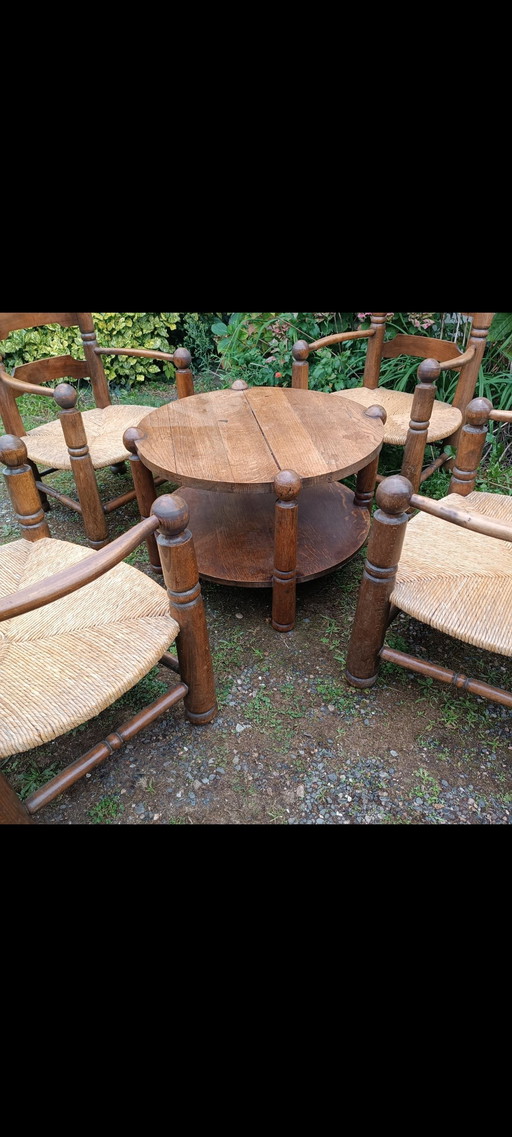 Set 4 Fauteuils Et 1 Table Charles Dudouyt 1940