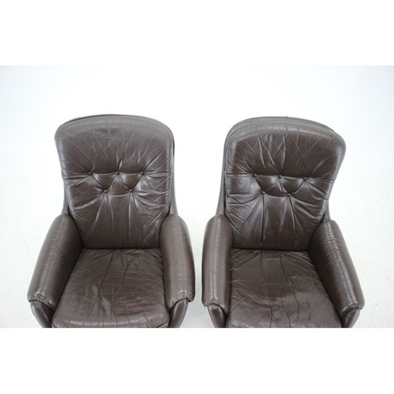 Image 1 of Pair of vintage leather lounge armchairs by Peem, Scandinavia 1970