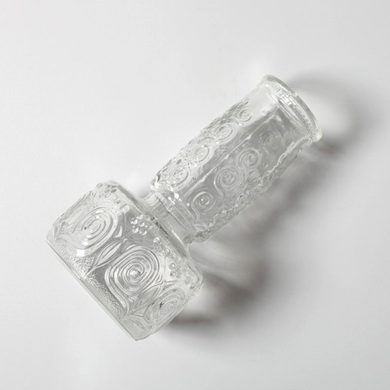 Image 1 of Vintage Mid-century Clear Pressed Glass Vase by Adolf Matura / Rosice / Czech Republic / 1973