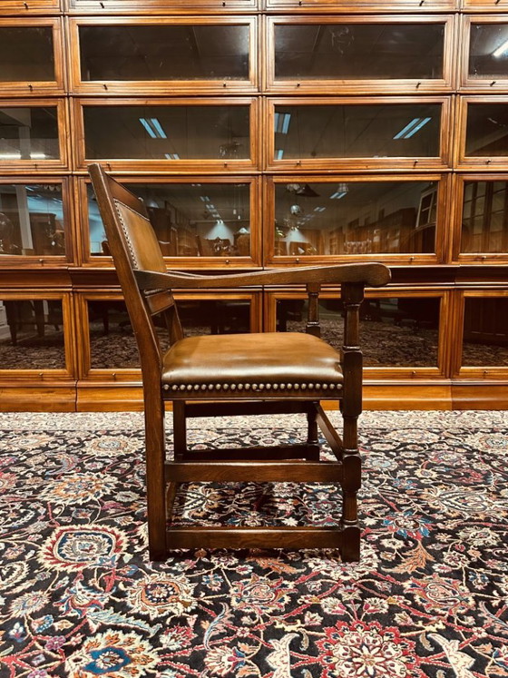 Antique English Office Chair – Leather, Metal (photo 3 of 7)