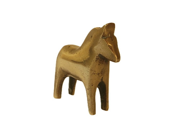 Cheval suédois en laiton - Rare - Années 70, Sculptures, Doré (photo 9 sur 9)