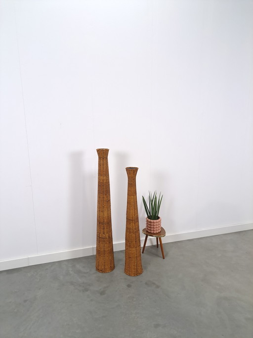 Set di candele alte in rattan