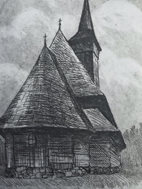 Image 1 of Church, signed etching