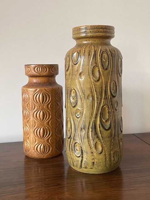1970s Midcentury Vintage West German Scheurich Vases