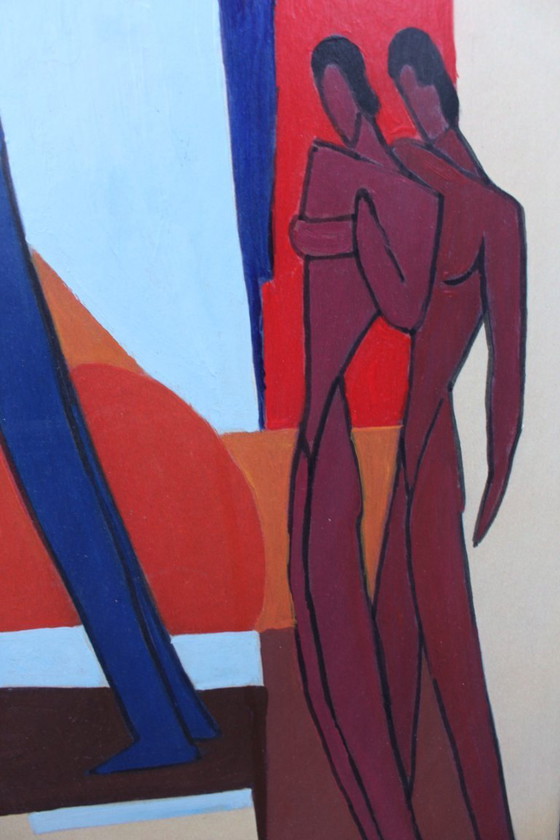Image 1 of Vintage Figurative Abstract Nudes Painting