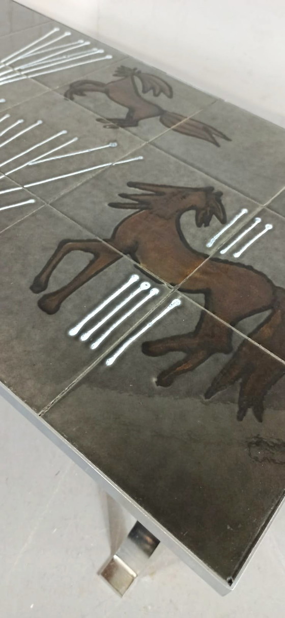 Image 1 of Tavolino da caffè vintage con piastrelle in ceramica