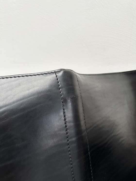 Image 1 of 1980S VINTAGE ITALIAN DESIGNER ‘CAB 414’ 2-SEATER LEATHER SOFA BY MARIO BELLINI FOR CASSINA IN BLACK LEATHER