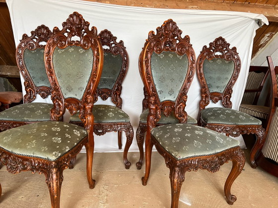 6 sedie da pranzo barocche – Tessile, Legno (photo 3 of 9)