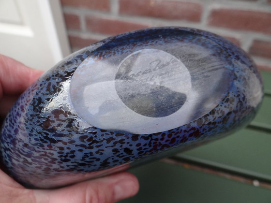 Signed Bertil Vallien for Kosta Boda ‘Meteor’ Blue Glass Vase Sweden (photo 9 of 9)