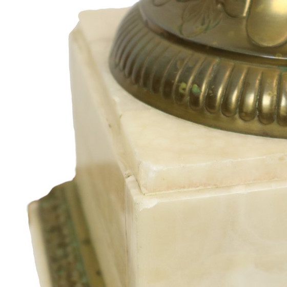 Image 1 of Piédestal de colonne antique en marbre et bronze
