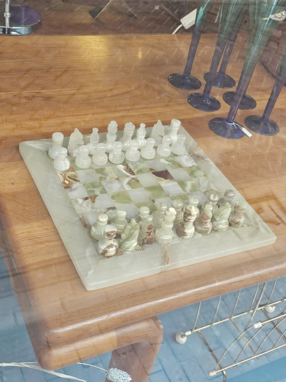 Image 1 of Vintage Onyx Chess Set Chessboard Chess Set Marble