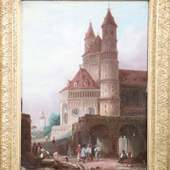 Image 1 of Worms Cathedral, Oil Painting on Board, 19th Century