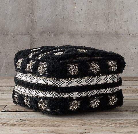 Image 1 of Beni Ouarain Poufs/Bodenkissen – schwarz-weiß – handgefertigt