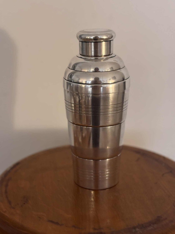 Image 1 of Shaker à cocktail Art déco : barware français plaqué argent des années 1920